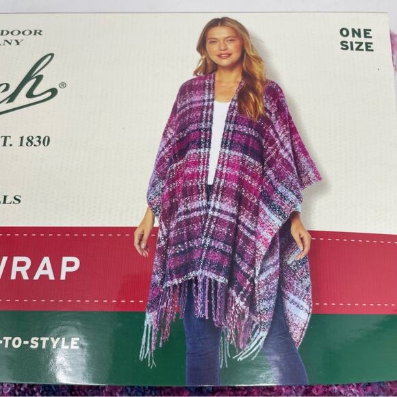 Woolrich Purple Fuzzy Plaid NWT Cozy Blanket Wrap One Size - Picture 1 of 5